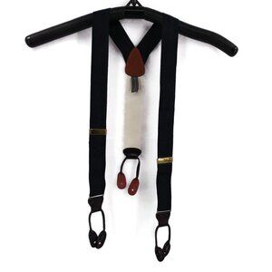 Trafalgar Woven Blue Off White Braces Suspenders Leather Button Ends 1.5" Wide